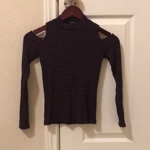 Forever 21 Cold Shoulder Striped Tee