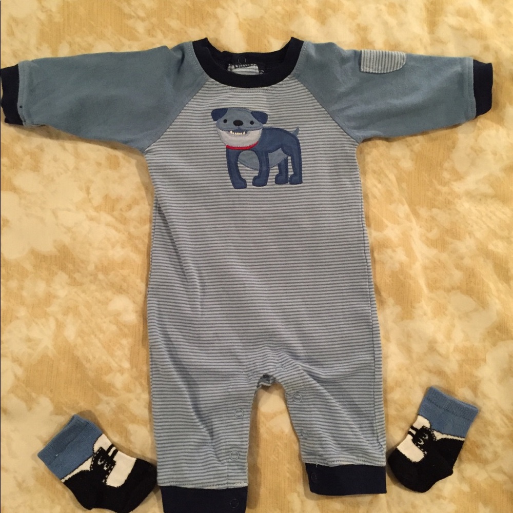 A WOOFable Gymboree Onesie with socks