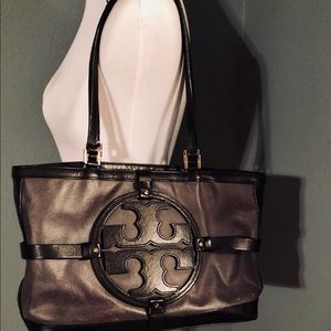 Tory Burch leather and mesh fabric tote