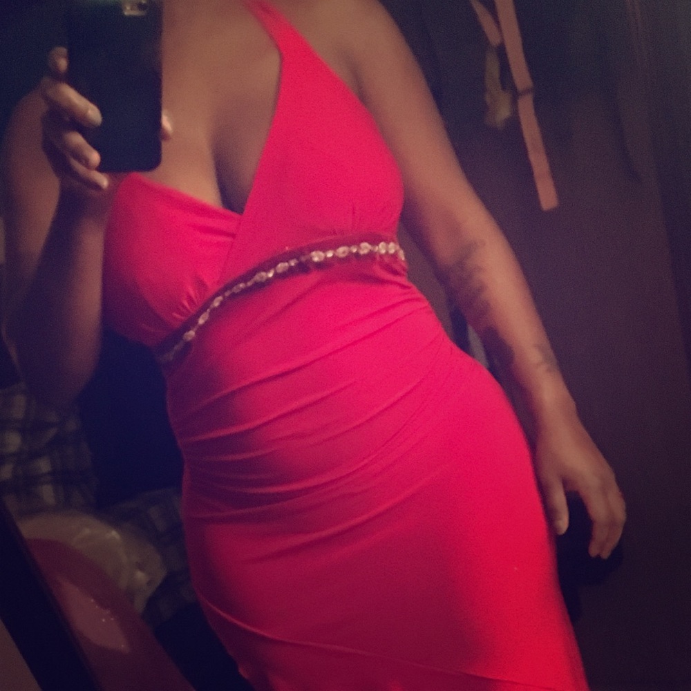 A red evening gown