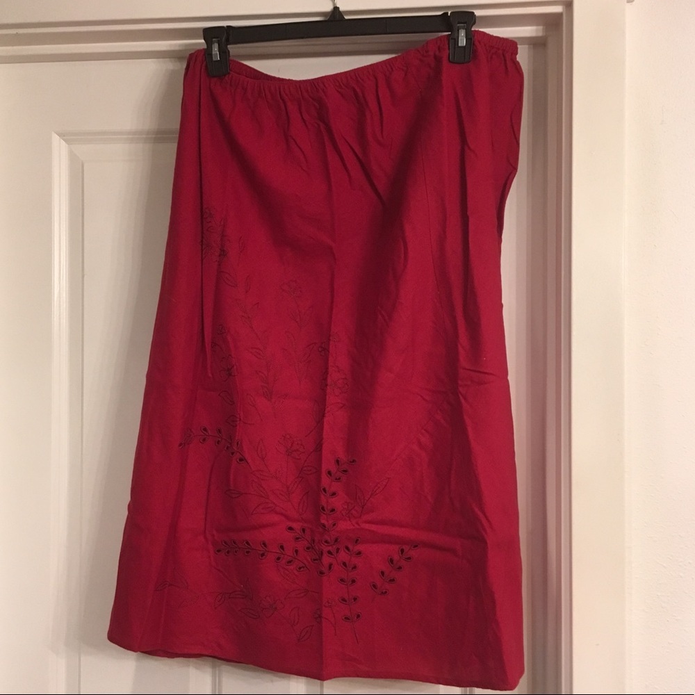 Cranberry Linen cut out skirt