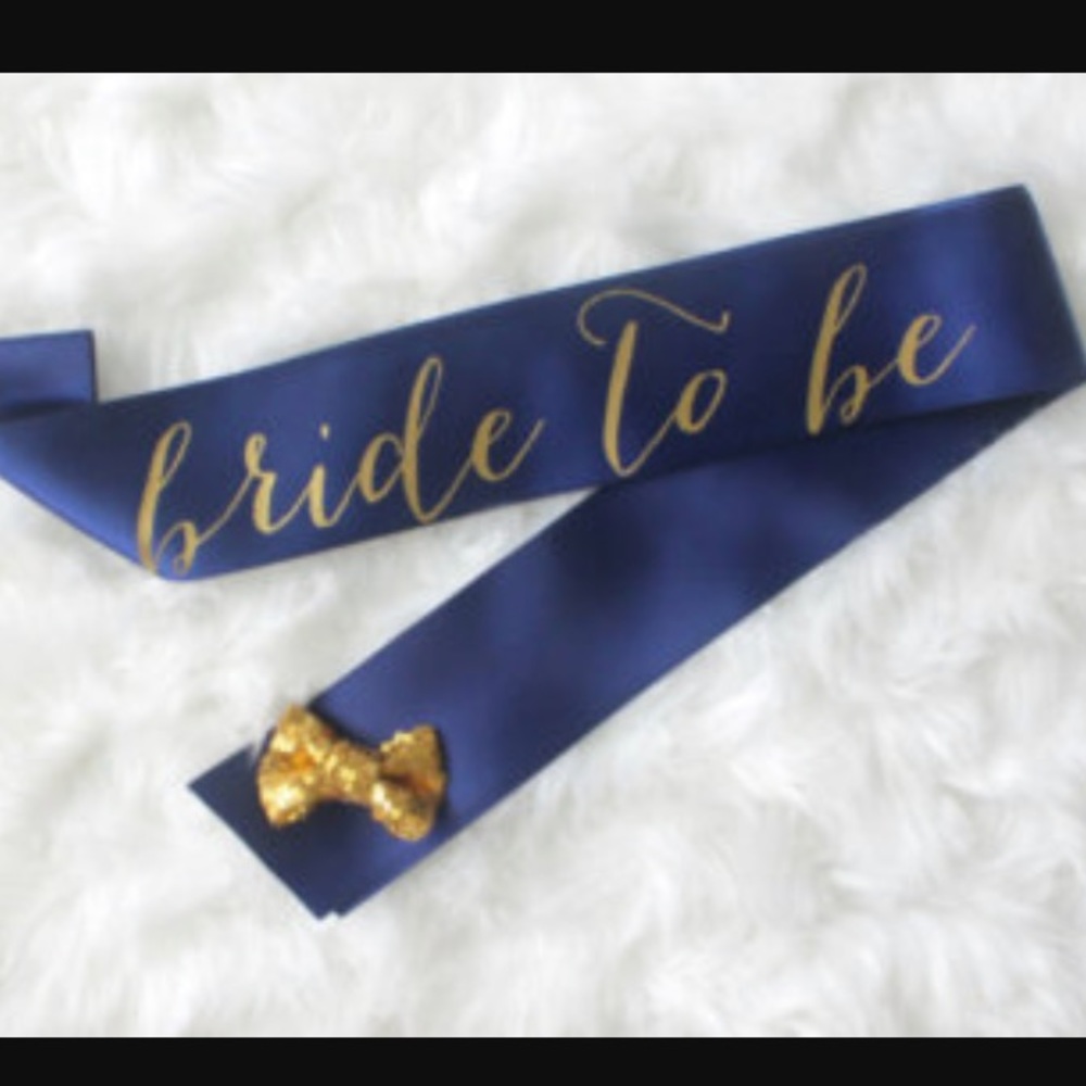 Navy and gold bride to be sash