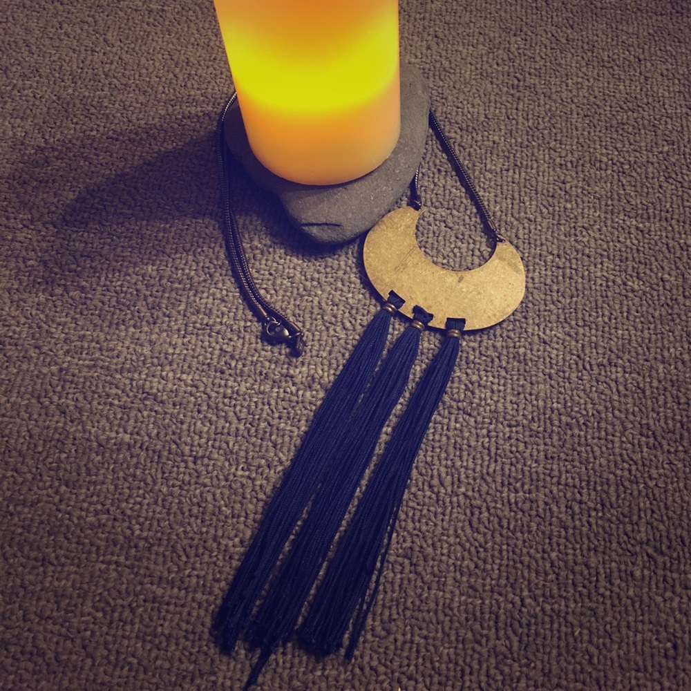 Gold half moon statement necklace