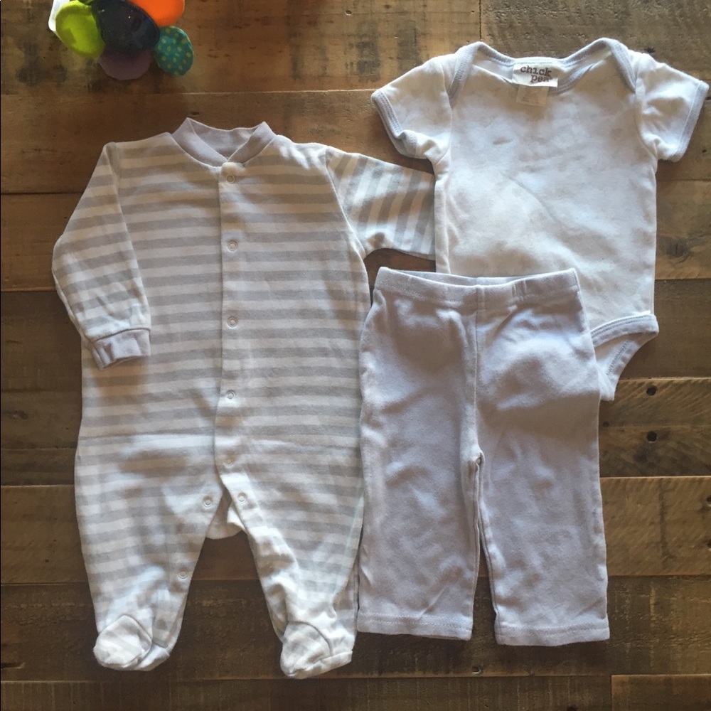 Chicken Pea Set of Jammies, Onesie, and Pants