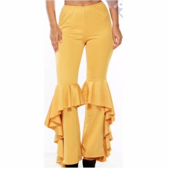 Pants & Jumpsuits | Sale Plus Boho Hippie Ruffle Bell Bottom Pants ...