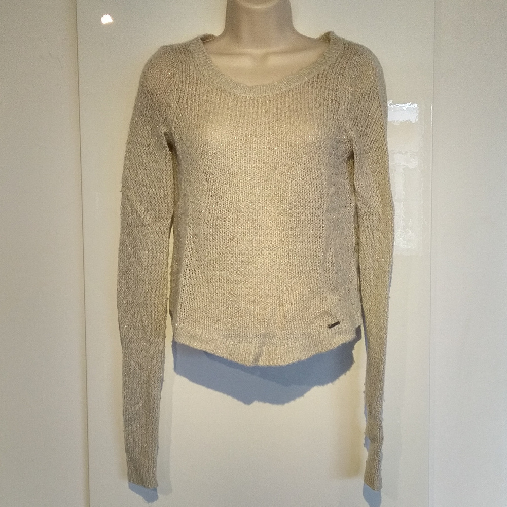 A&F Shimmery Gold Cream Knit Sweater XS