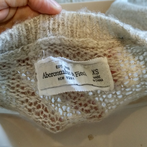 A&F Shimmery Gold Cream Knit Sweater XS - Picture 2 of 4