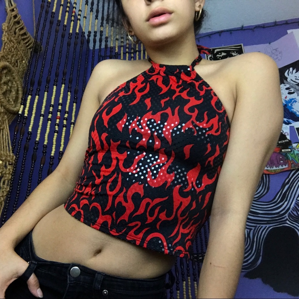 flaming halter top