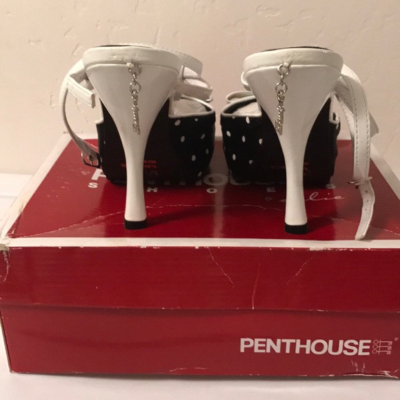 Penthouse Black and with white polka dot heels - Picture 2 of 5