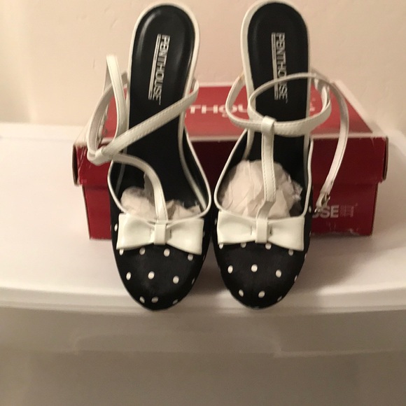Penthouse Black and with white polka dot heels - Picture 3 of 5