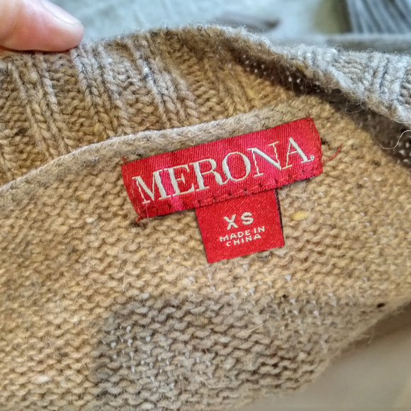 Merona Heathered/Flecked Beige Knit Sweater XS - Picture 2 of 4