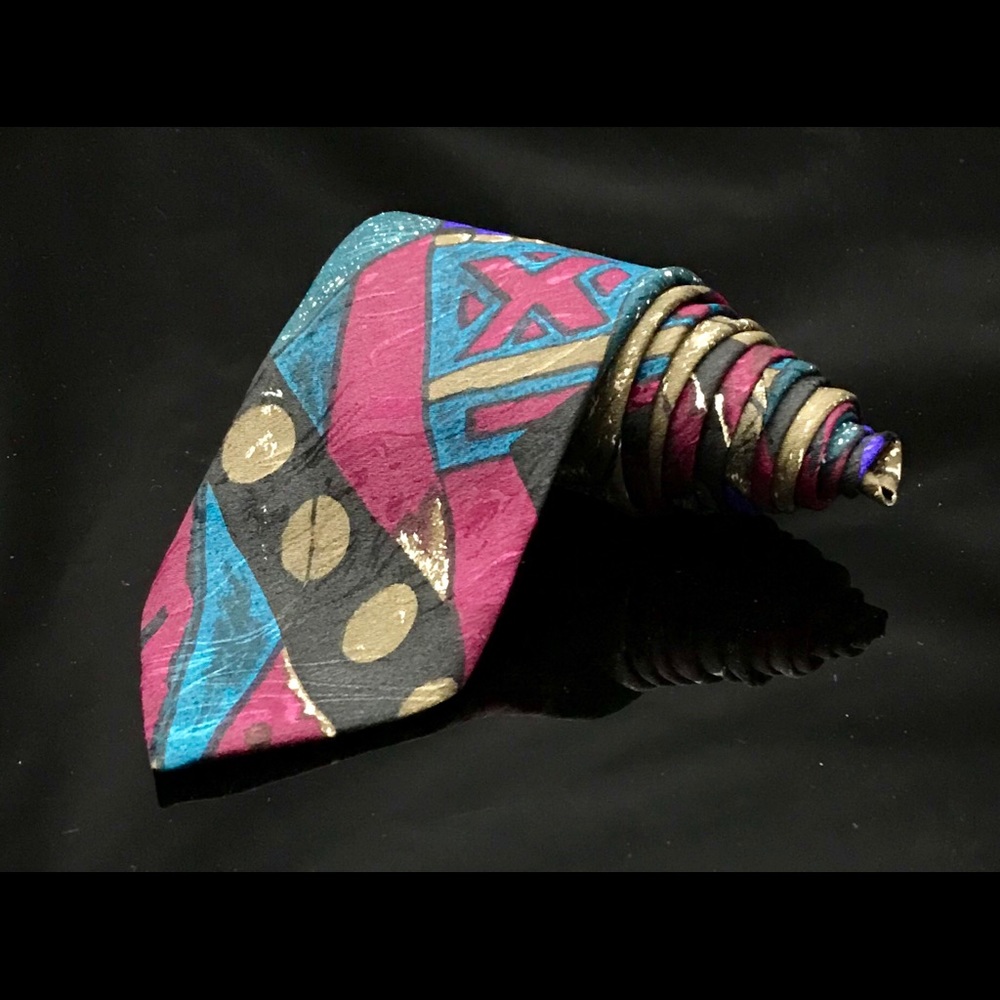 Elements Maroon Teal Beige Abstract Classic Tie