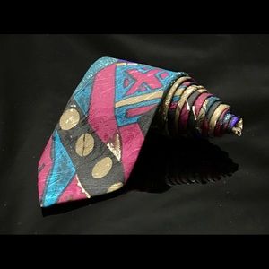 Elements Maroon Teal Beige Abstract Classic Tie