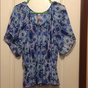 No Boundaries Blue Colored Sheer Top