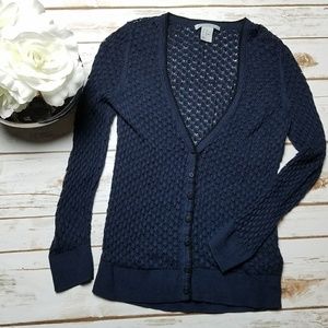 H&M Dark Navy Blue Button Cardigan Size X-Small