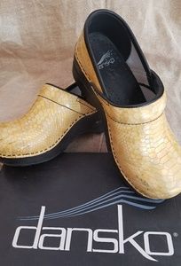 Size 7 (37 EU) Yellow Python Leather Dansko Clogs