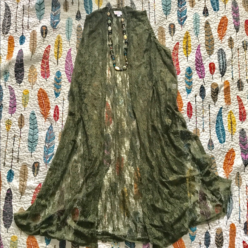 Lularoe Joy Army Green Lace Joy