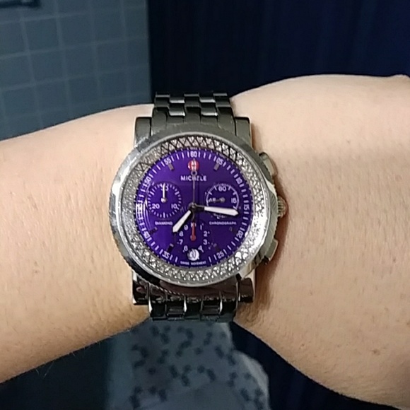 Diamond bezel michele watch main image 4
