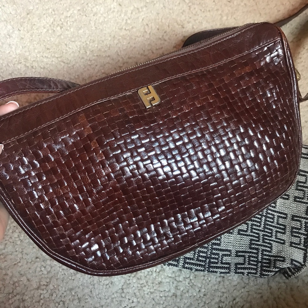 Fendi vintage handbag, authentic, brown leather