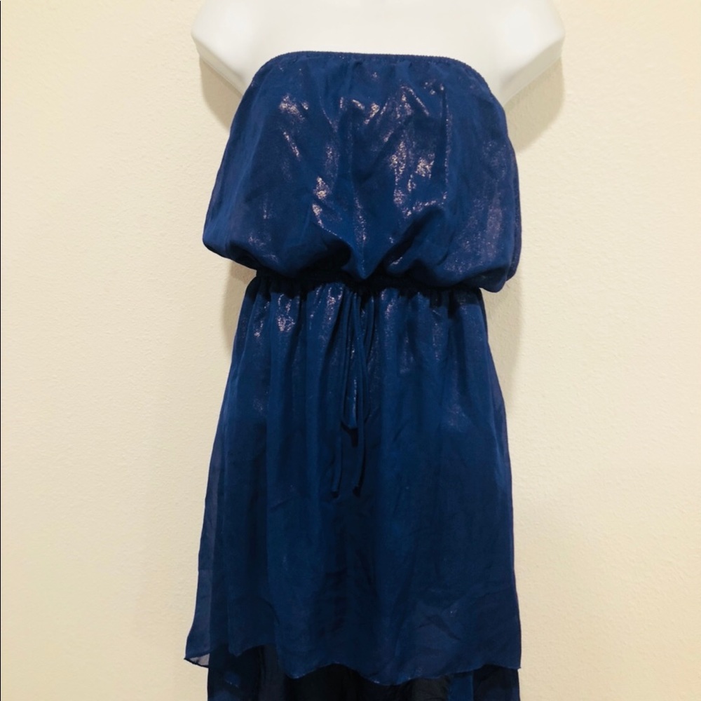 ❤️Angl Sheer S high low dress Blue shimmer