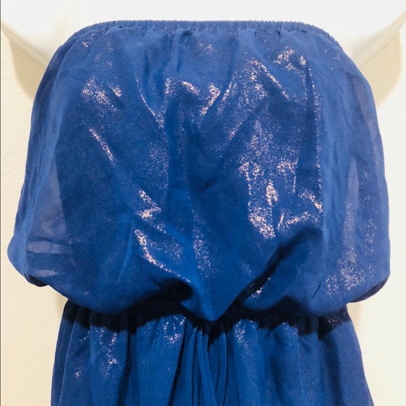 ❤️Angl Sheer S high low dress Blue shimmer - Picture 4 of 6