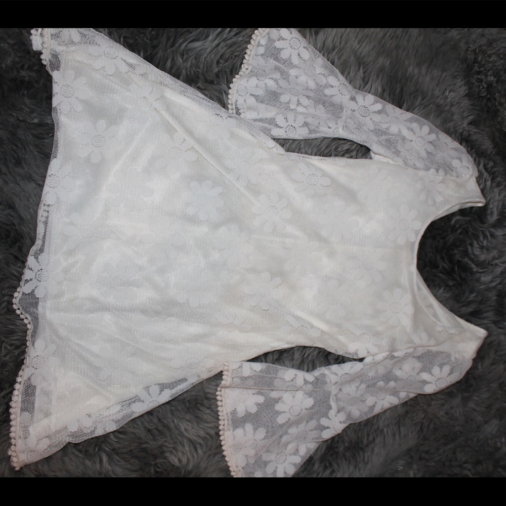 White Lace Bell Sleeved Dress