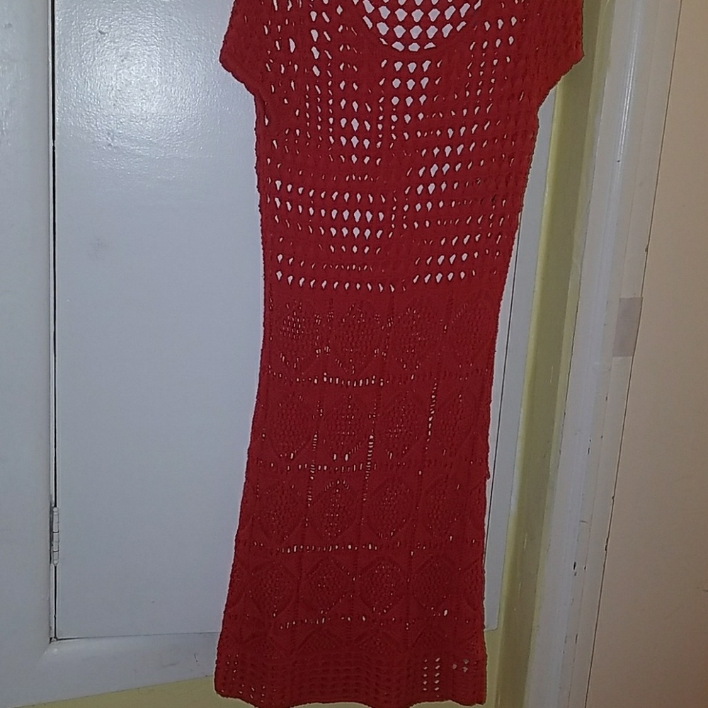 Coral Crochet Style Dress
