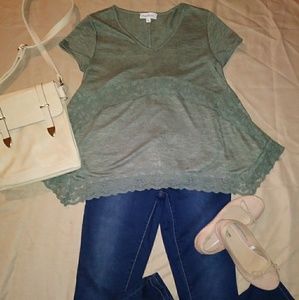 Cloud Chaser Hankerchief Lace Green Top