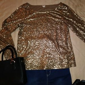 J.Crew Bronze/Dark Gold Party Sequin Top
