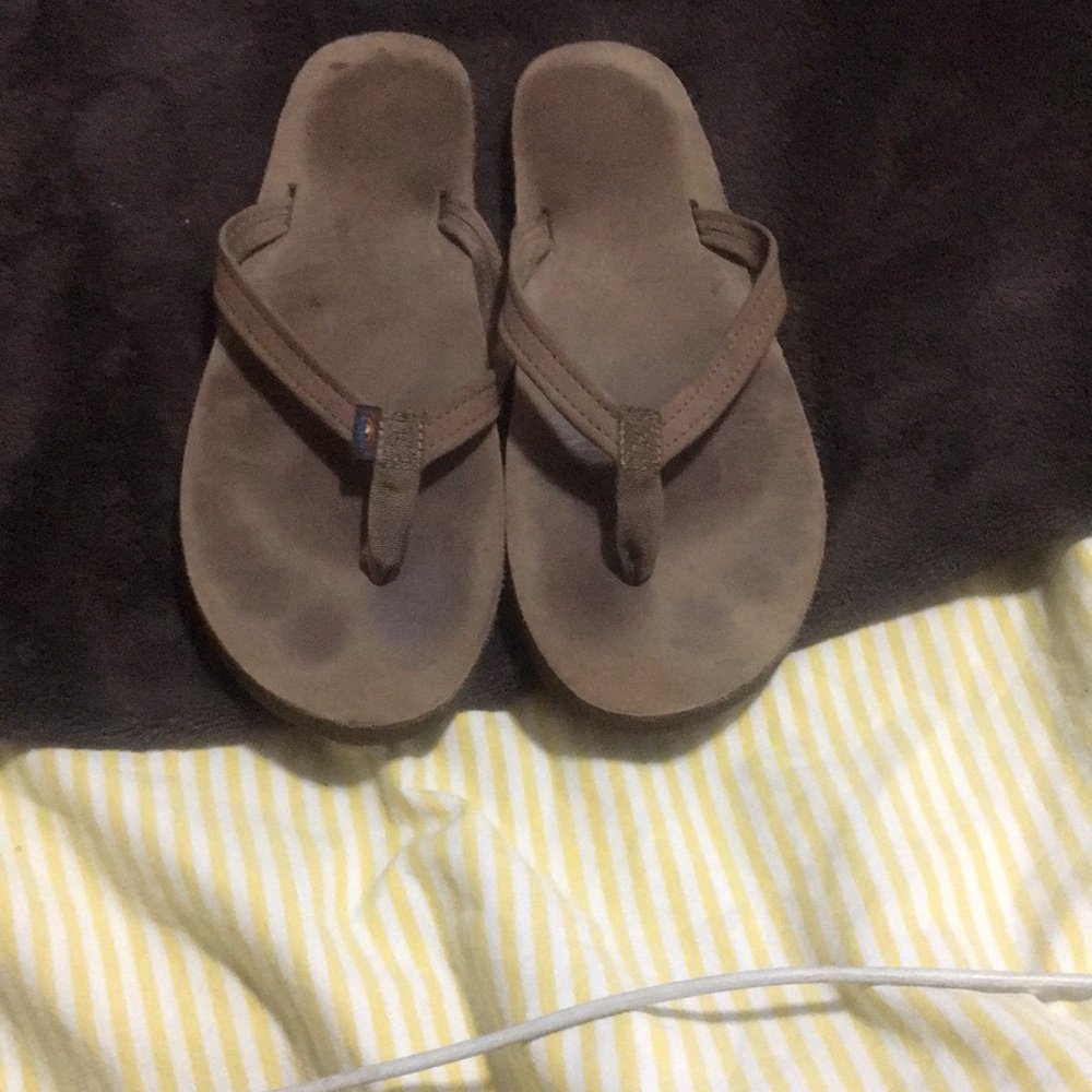 Tan Rainbow Flip Flops