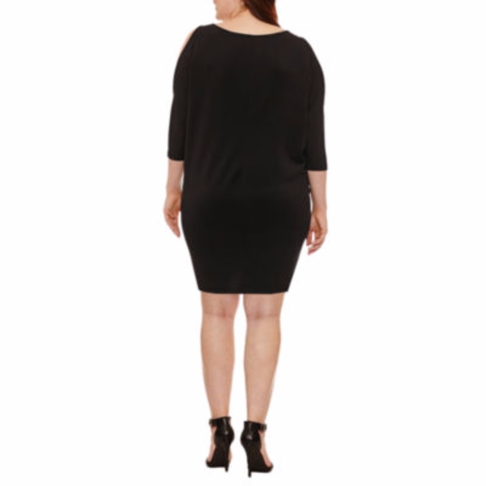 Cold Shoulder 3/4 Sleeve Bodycon Dress Plus Size - Picture 2 of 6