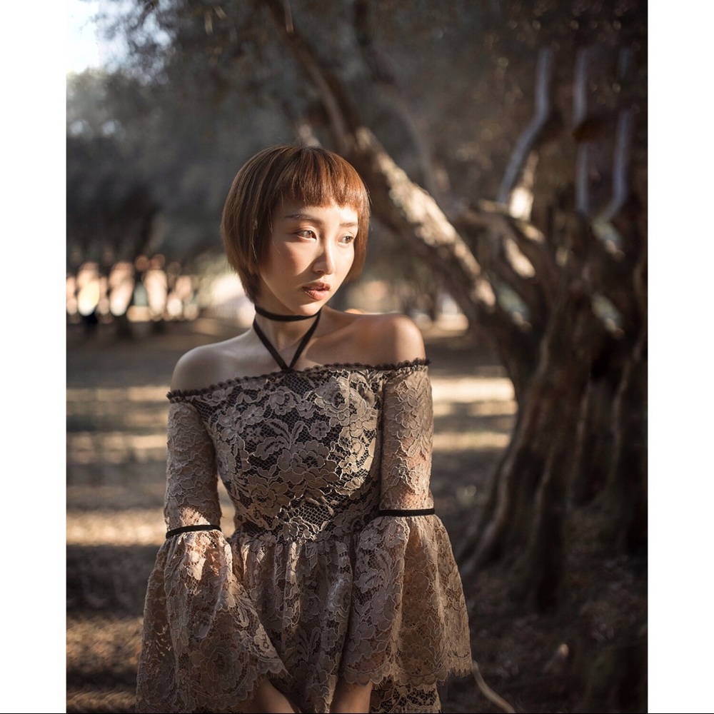 Lace off-shoulder top