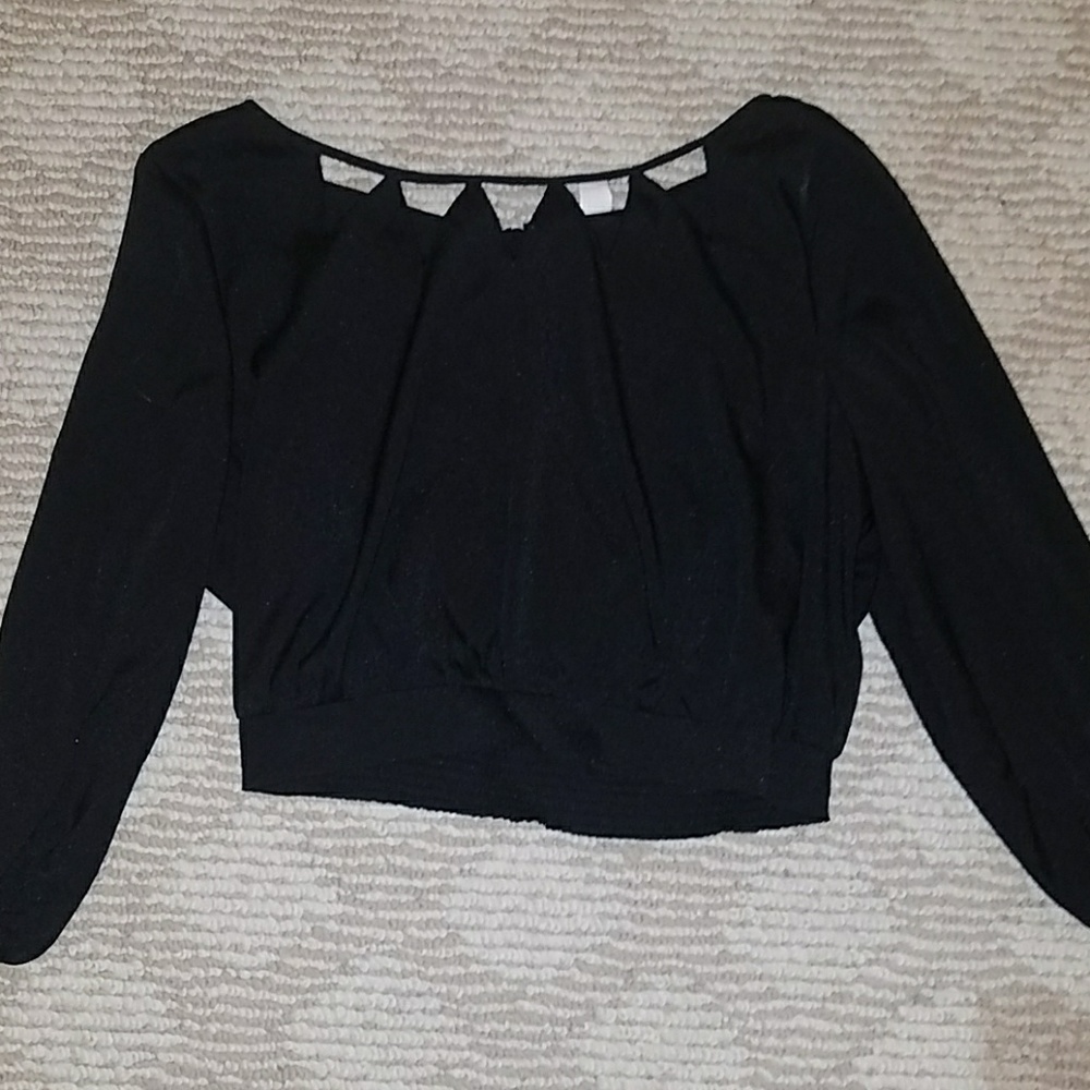 Black Crop Top Blouse