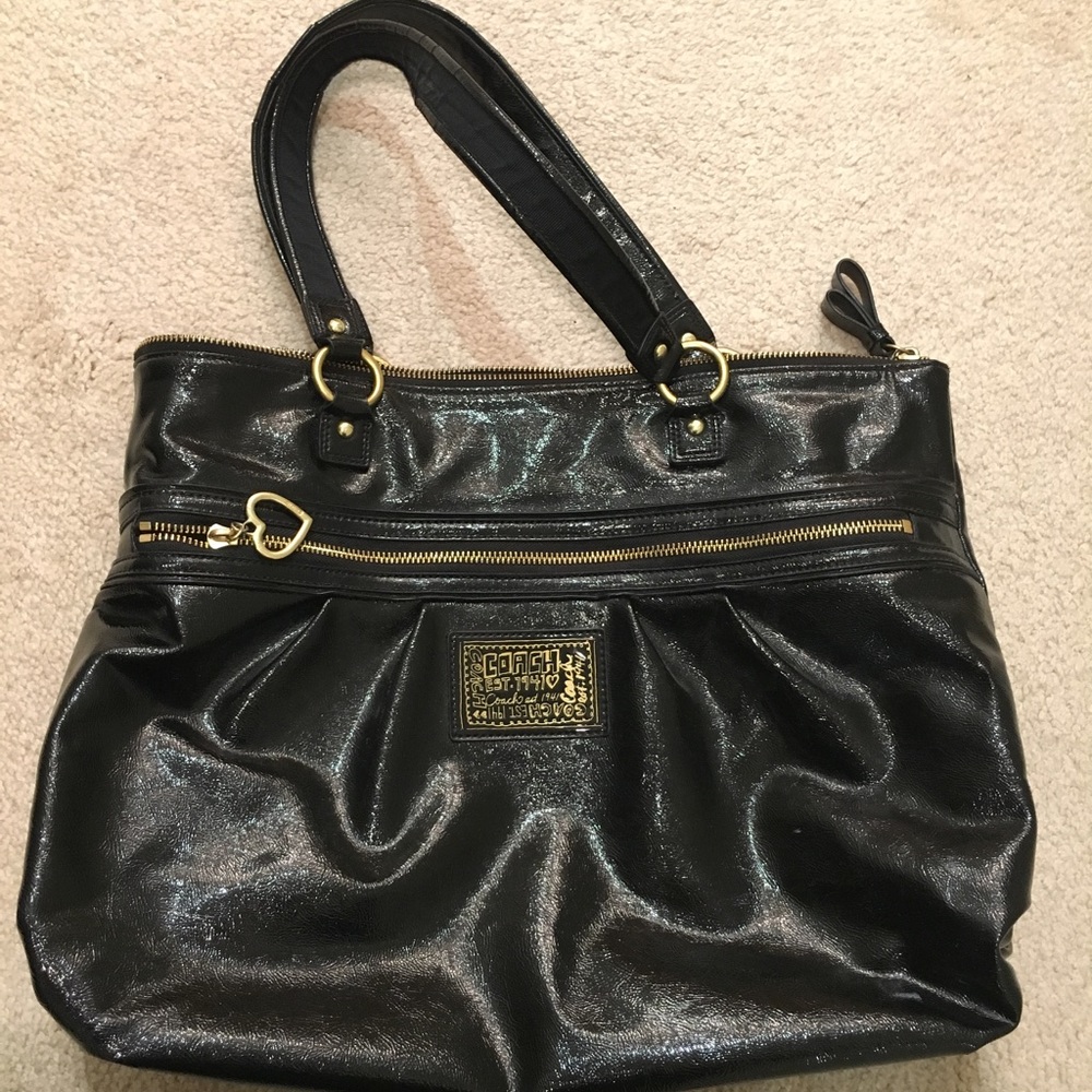 Coach Poppy Liquid Patent Leather Gloss Glam Tote!