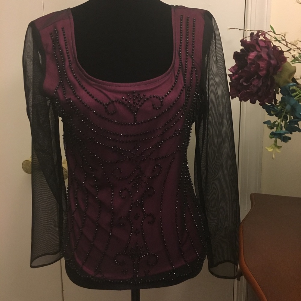 J.R. Nites Black and Fuchsia Top
