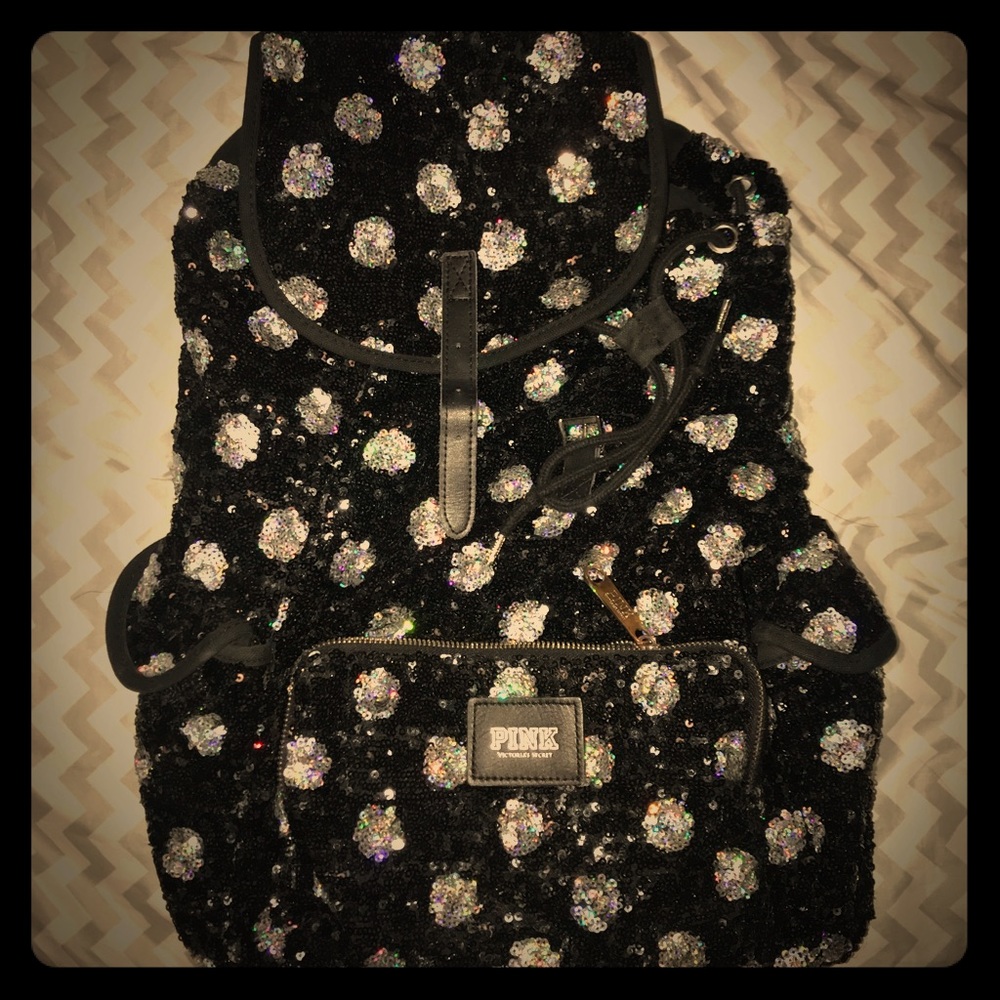 Victoria secret blacks and silver sequence bag