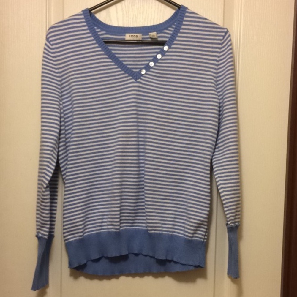 Izod Blue/White Striped Sweater