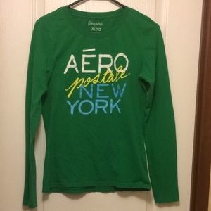 Aeropostale Green Long Sleeve Shirt