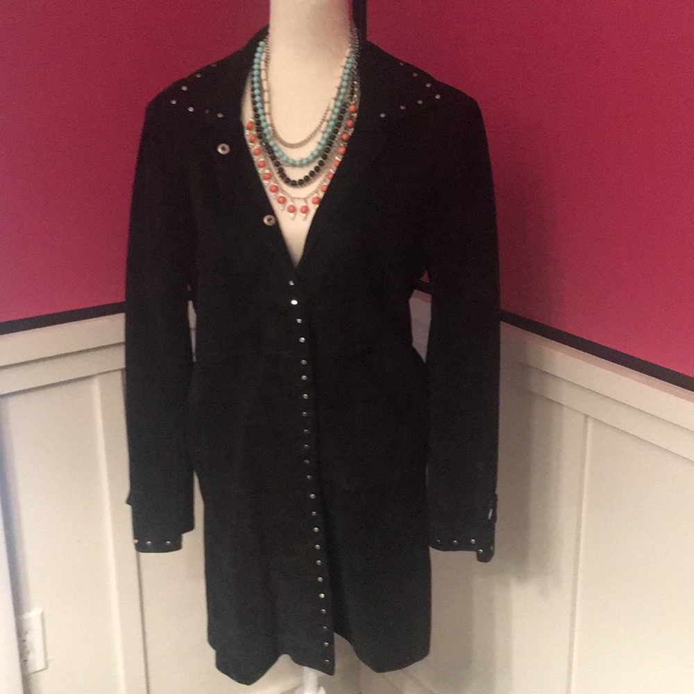 Express Suede Coat with Silver Studs