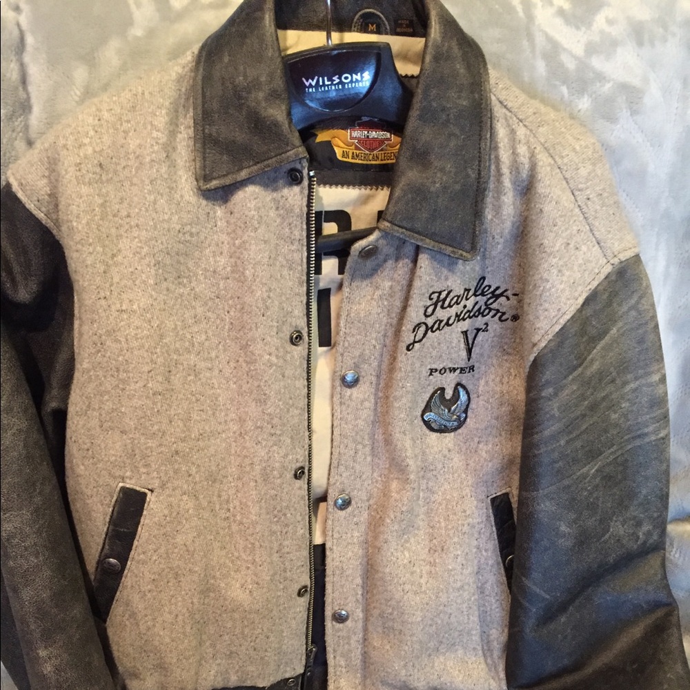 Harley Davidson tweed leather jacket medium
