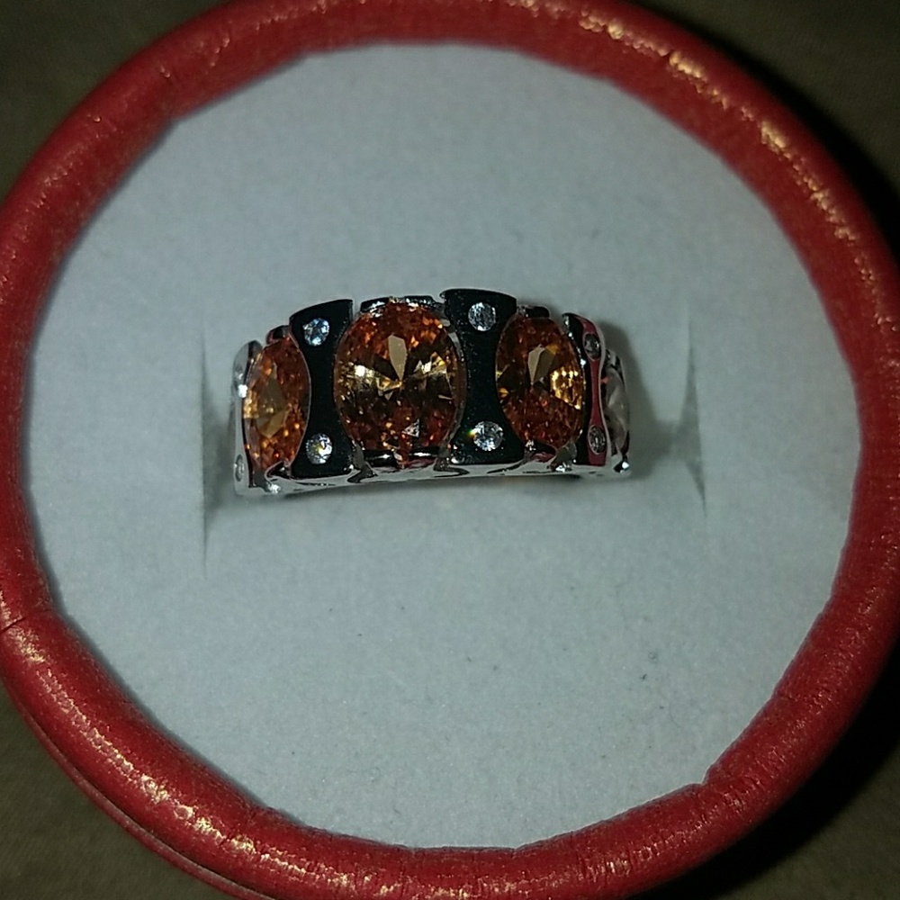 Silver & citrine yellow quartz ring
