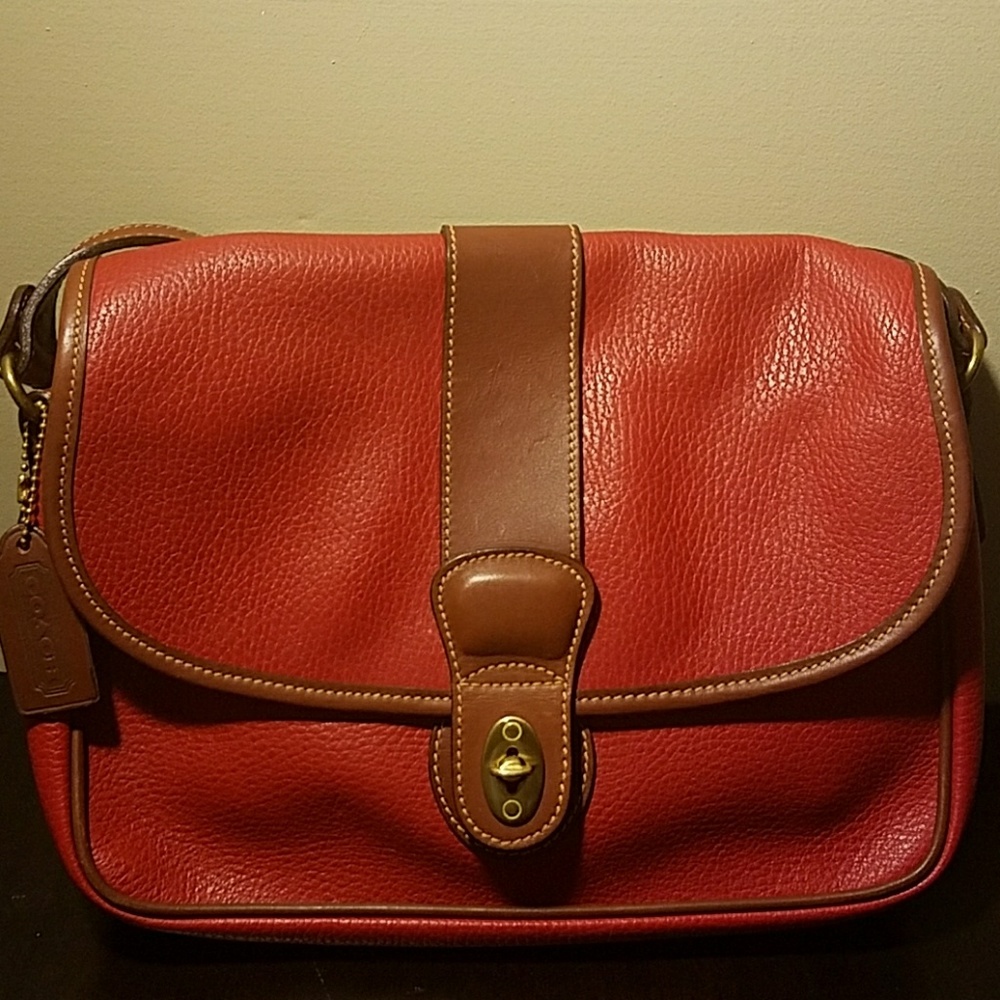 Vintage Coach Red & Brown Crossbody