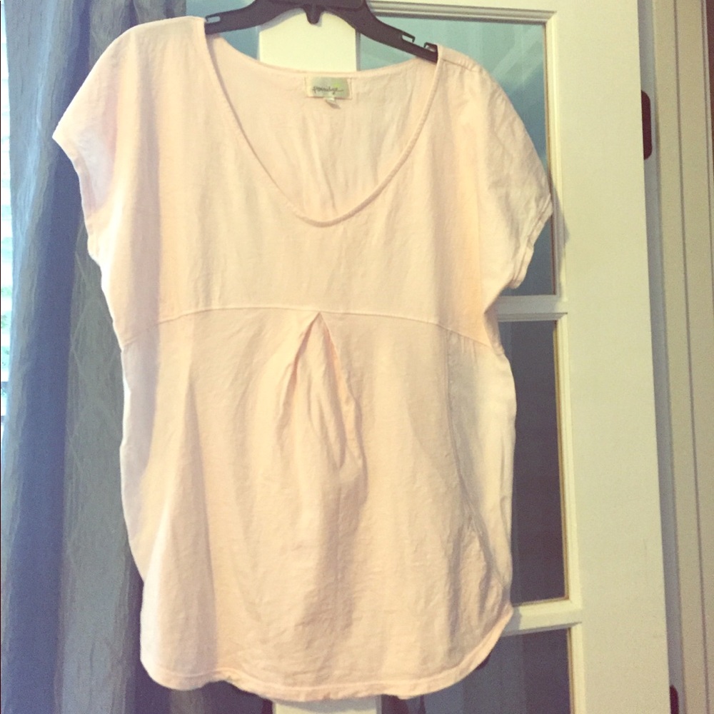 Anthropologie pink mixed media top S