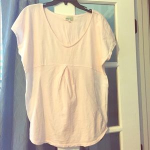 Anthropologie pink mixed media top S