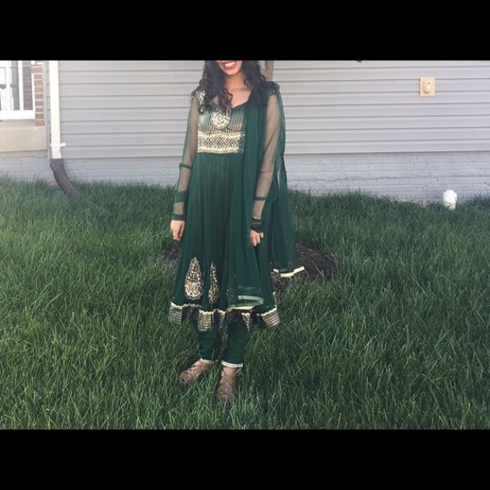 Indian dress forest green