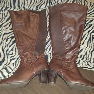 Leather like knee high boots