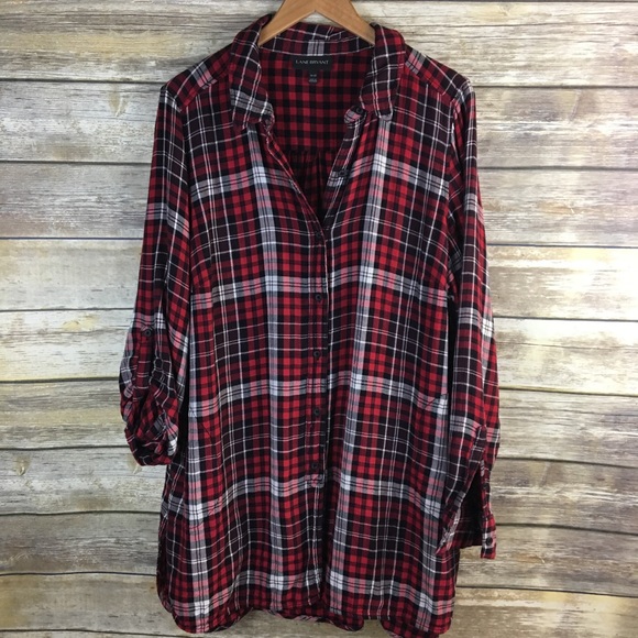 Lane Bryant Tops - Lane Bryant plaid tunic red pockets 18/20 2X