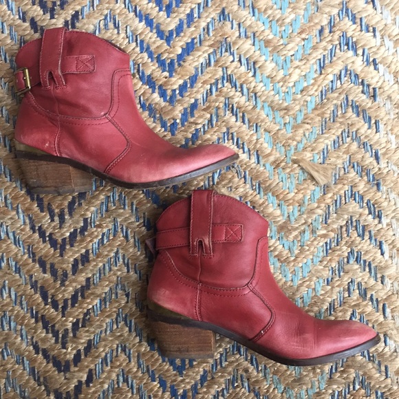 Lucky Brand Shoes - Lucky brand red leather cowboy boots booties 8