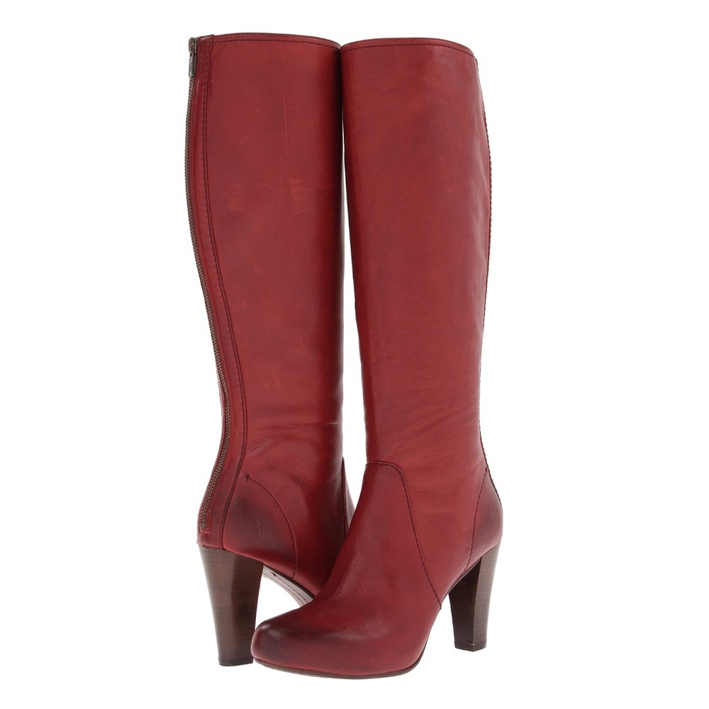 Frye Marissa Red Back Zip Boots