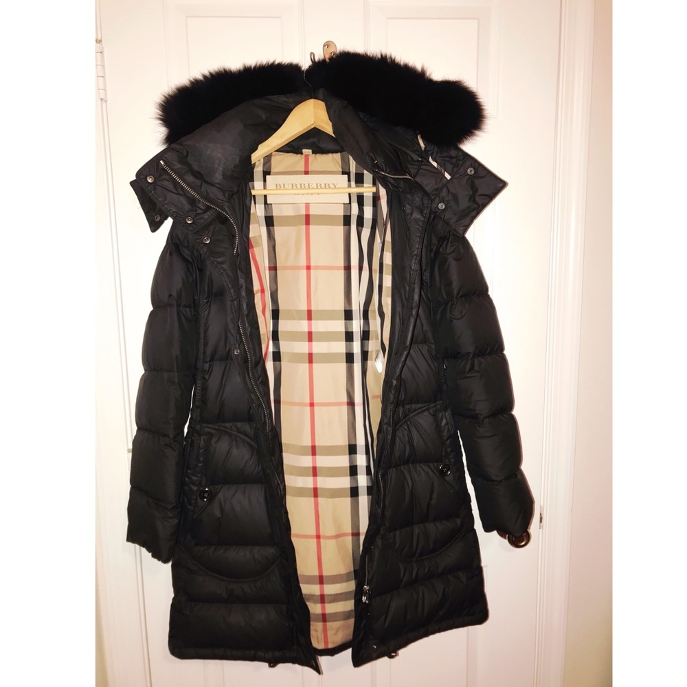 Burberry Brit Fur Trim Down Filled  Puffer Coat